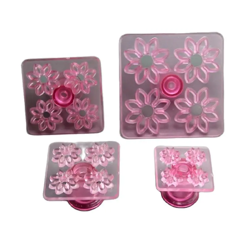 

Free Shipping 4pcs Plastic 8 Petals Daisy Shapes Cake Fondant Impressing Embosser Molds Set HB0752