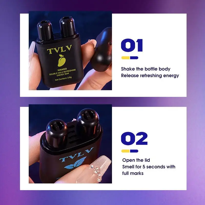 .النعناع/الليمون/المانجو/البطيخ عصا الطاقة ثقب مزدوج تنشيط شريط الطاقة الروائح جهاز الاستنشاق الأنفي عصا بخارات الطاقة/