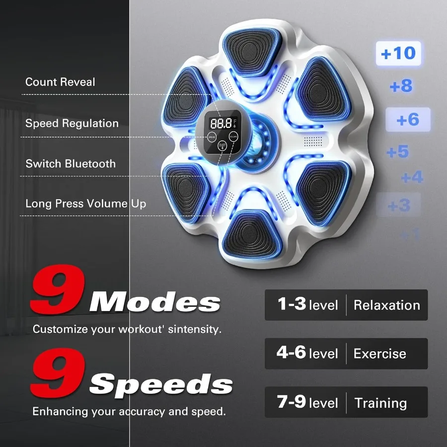 Wall Mounted Music Boxing Machine with Gloves for Adults: Smart Bluetooth Interactive Training Equipment for Home and Gym Elect