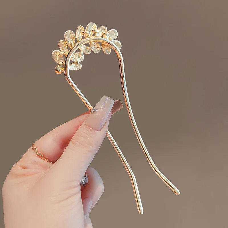 Fashion Hairpins U-shaped Metal Shell Hair Clip Pins Women Girls Hair Sticks Bun Maker Hair Styling Accessories