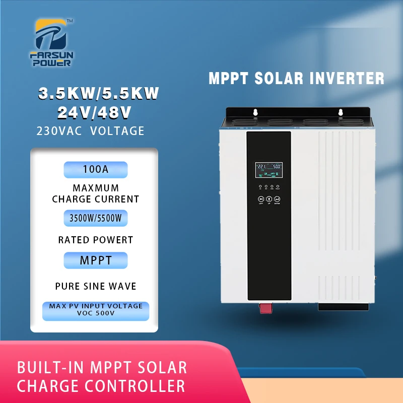 

3500W/5500W Rated Power Solar Inverter 230VDC 100A MPPT Max PV 500V Power Converter Adjustable Hybrid Solar Inversor For Home