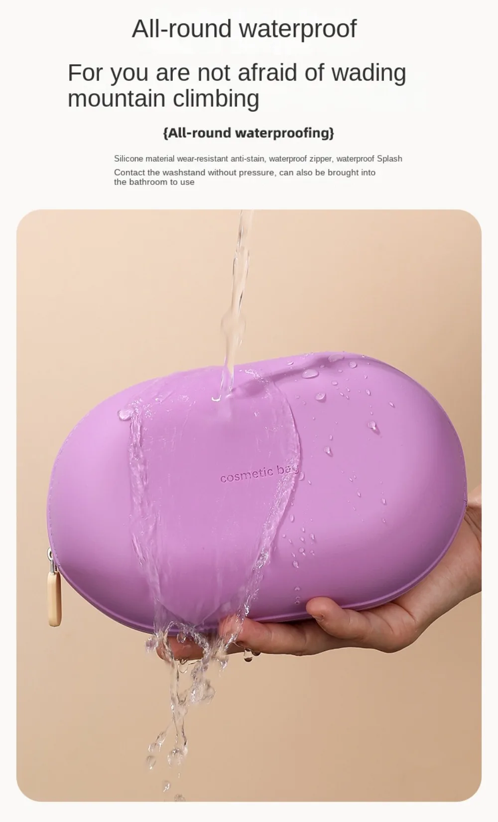 Neue Silikon-Kosmetiktasche, wasserdichte, tragbare Toilettentasche mit großem Fassungsvermögen für Geschäftsreisen, niedliche Make-up-Tasche – Detail 4
