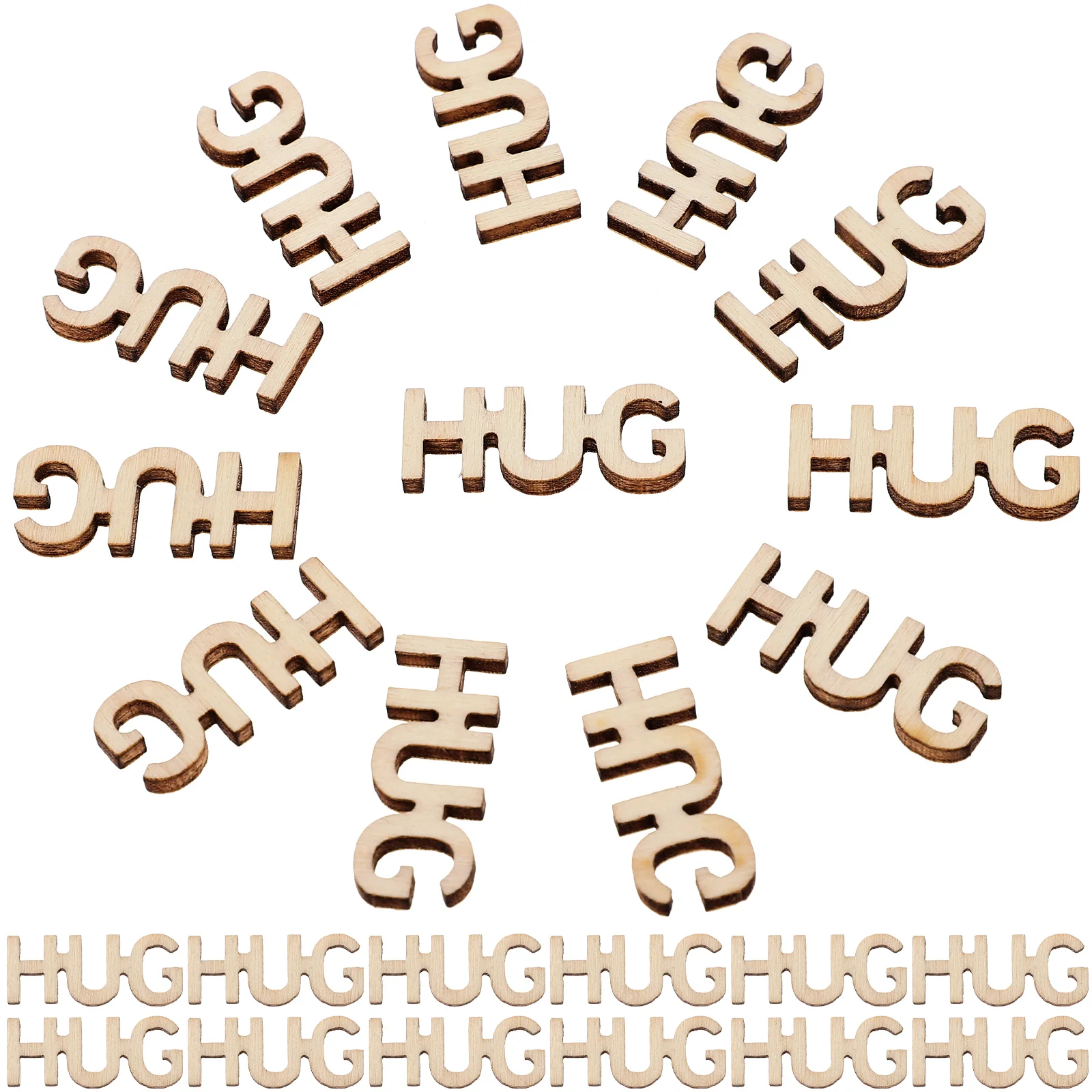 

100 Pcs Handmade Hug Decorations Unfinished Words Cutouts Wood Wooden Gift Funny Gifts DIY Crafts Chips