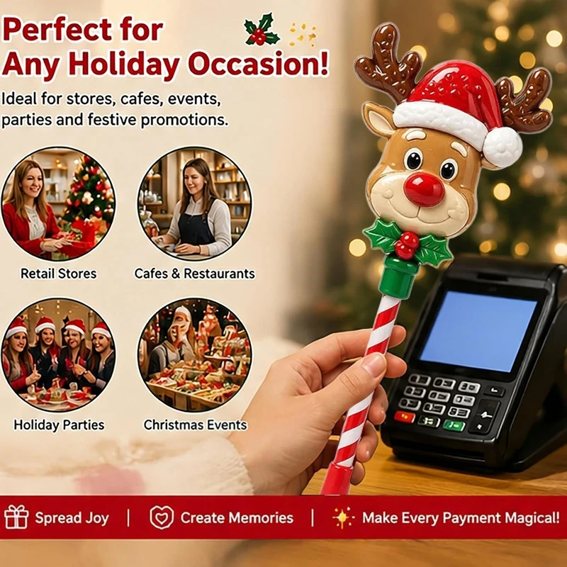 Christmas Magic Wand Credit Card Payment Stylus, Cute Santa & Snowman Touch Screen Checkout Stick, Xmas Party Favor Mini Decor