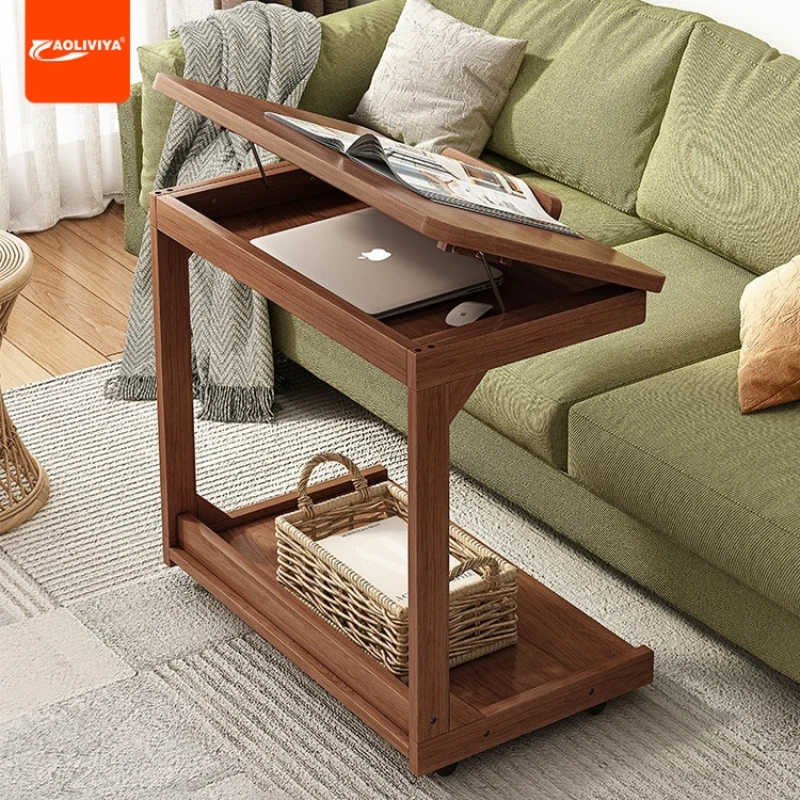 

Aoliviya Sofa Side Table Wholesale Movable Small Table with Wheels Mini Coffee Table Living Room Small Apartment C- Type Square