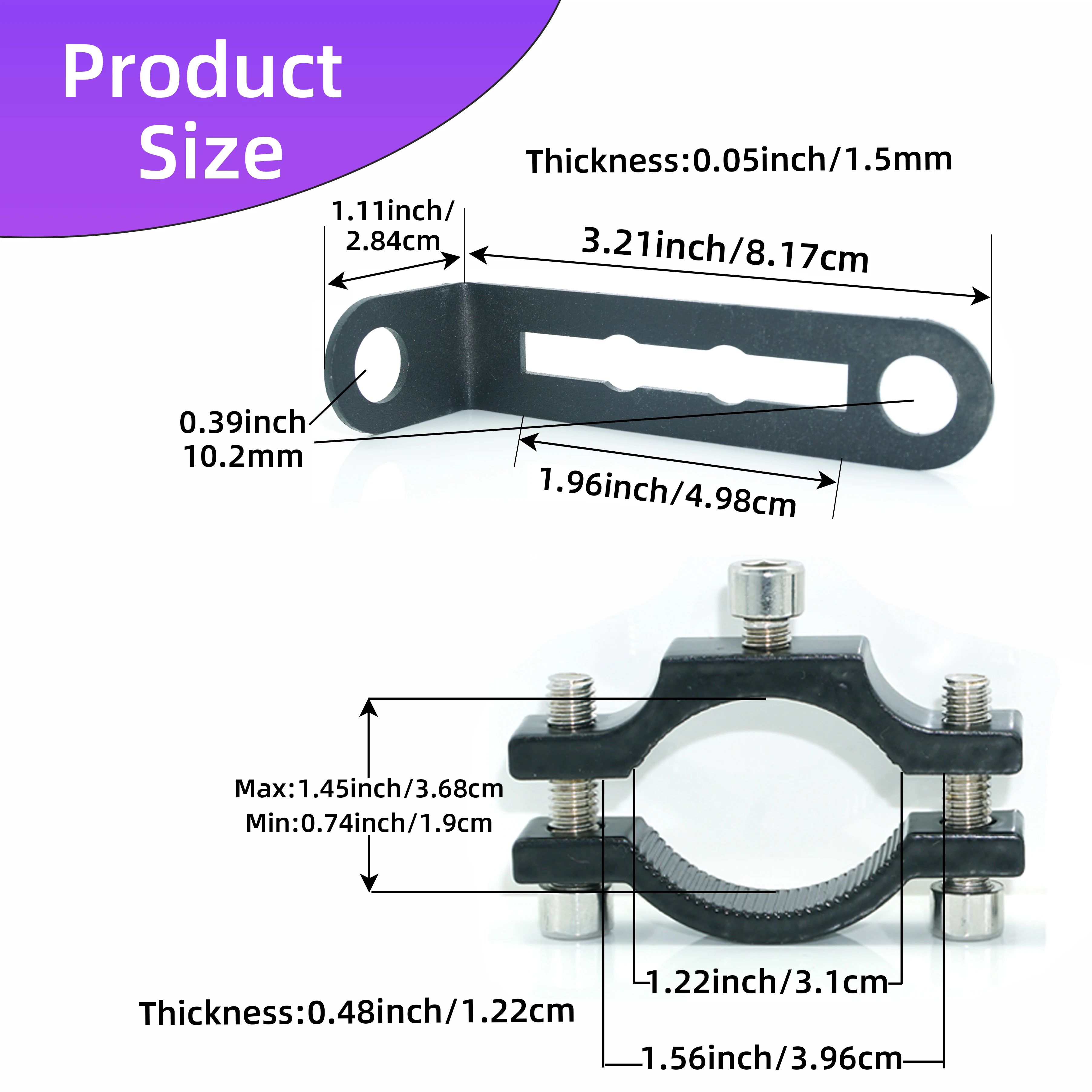 Pthene Universal Motorcycle Scooter 10mm Turn Signal Lights Brackets Indicator Lamps Holder Lamp Mount Clamps Metal Accessories