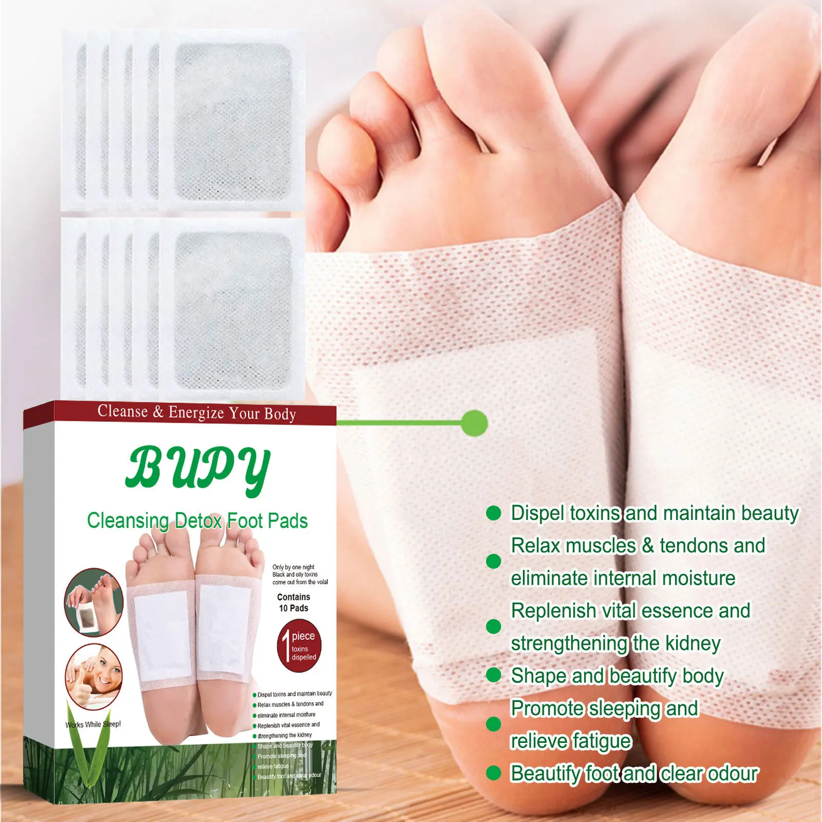 10pcs Deep Cleansing Detox Leg Healthy Herbal Pads Feet Care Foot Spa Dropshipping Foot Care Dispel Dampness Sleep Well