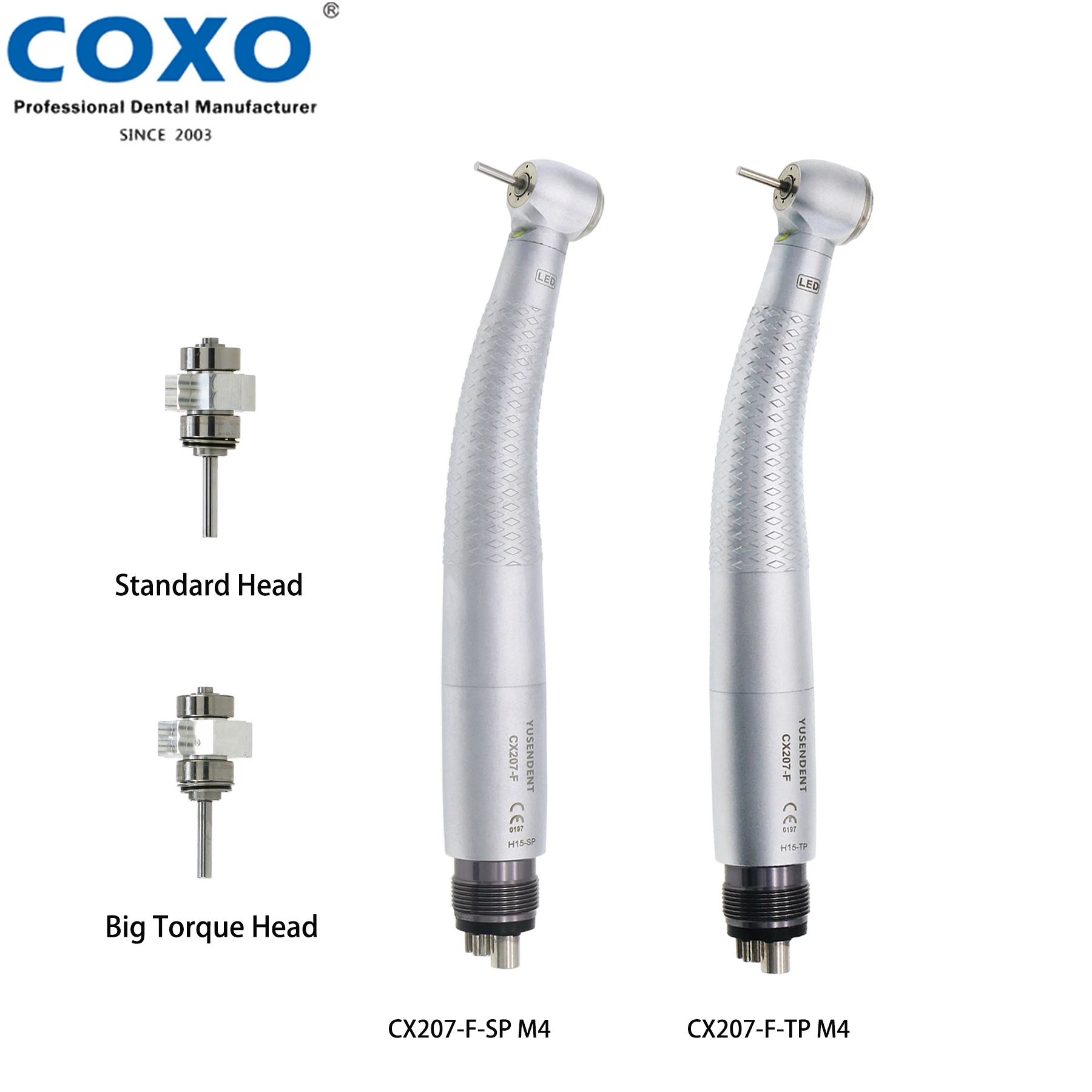 

COXO YUSENDENT Dental LED High SpeedHandpiece E Generator Standard/Big Torque Head Air Turbine Handpiece Push Button 4 Holes