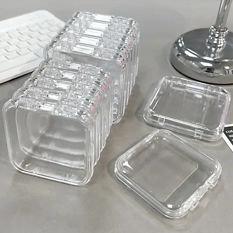 Portable Square Storage Box Acrylic Transparent Container Boxes for Jewelry Earring Rings Bracelet Badge Nail Art Packaging Case