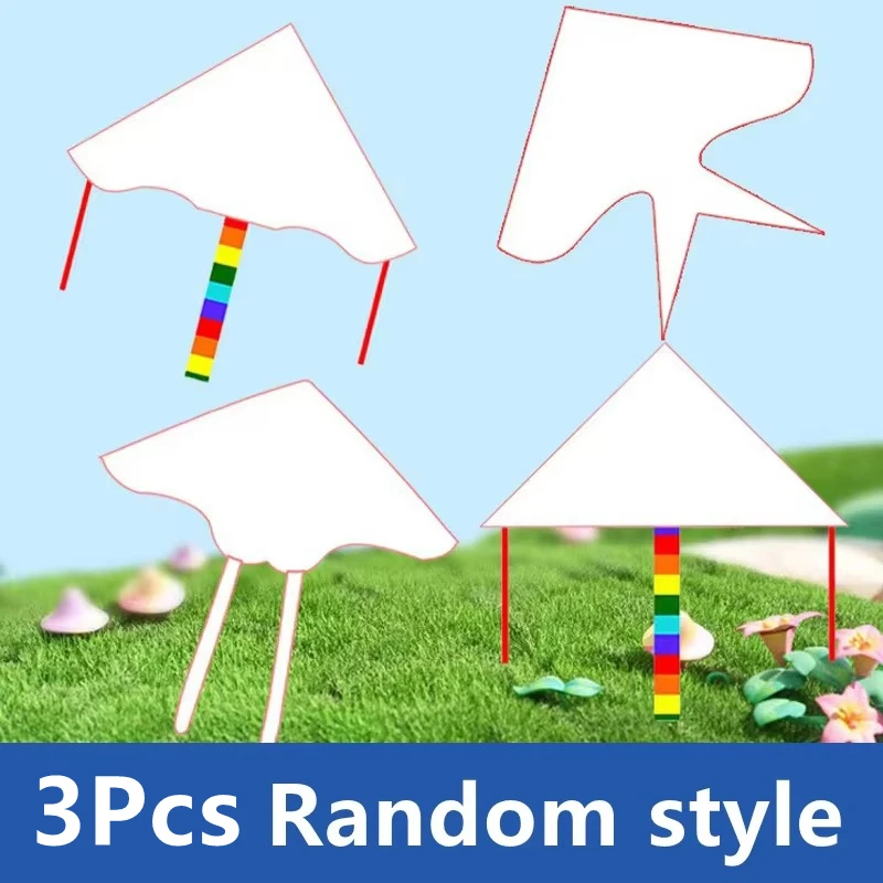 3-delige doe-het-zelf-vliegerset - gemakkelijk te vliegen witte vliegers met draaibare lijn, perfect voor buitenactiviteiten voor kinderen op parken, stranden, graslanden