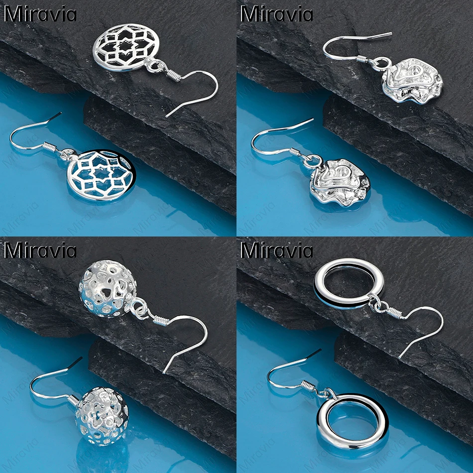 

Miravia 925 Sterling Silver Round O Drop Earrings Women Cute Elegant Party Wedding Jewelry