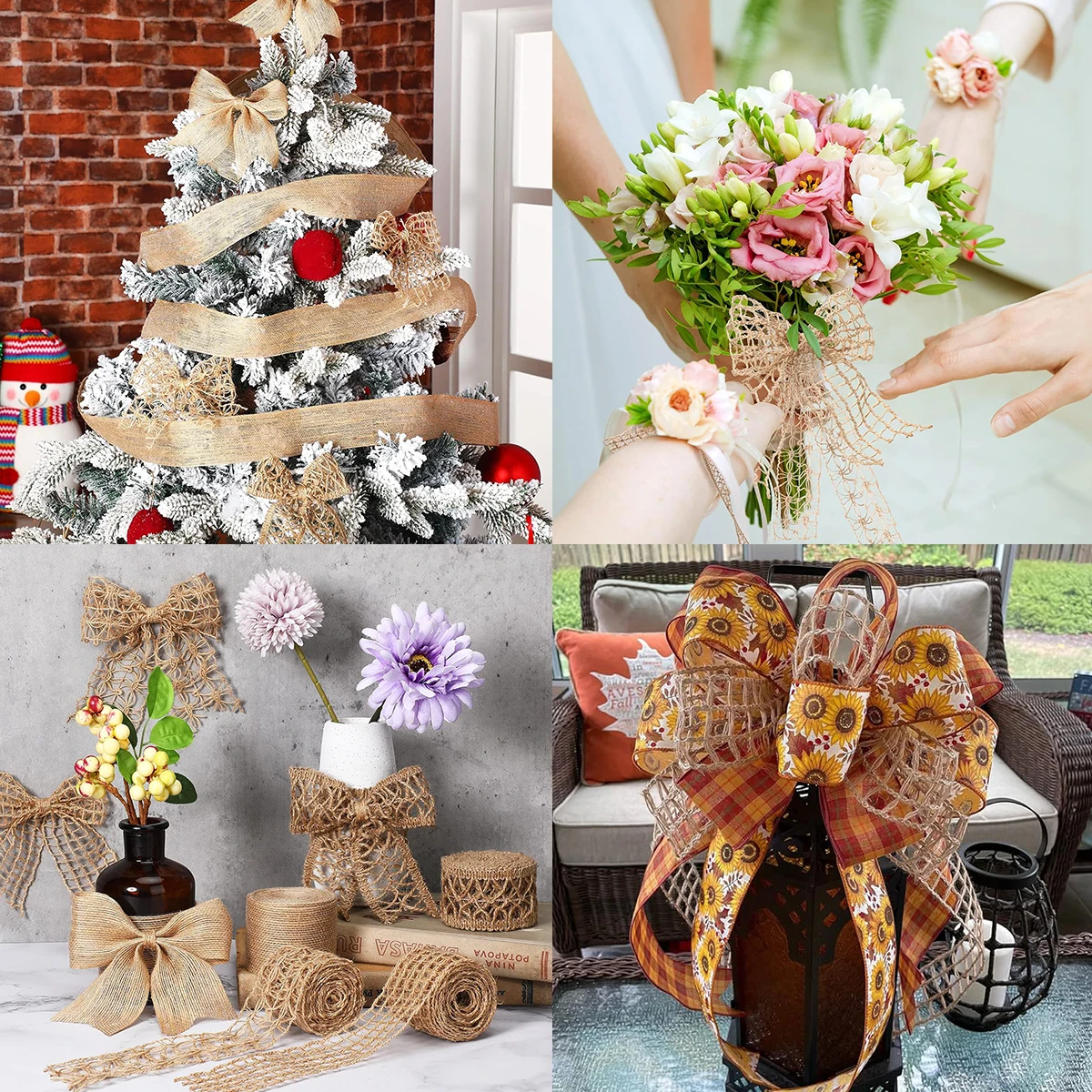 2 Meter Natural Jute Ribbon Burlap Braided Tape Gift Webbing Rope for DIY Bouquet Packing Wedding Party Home Decoration Supplies