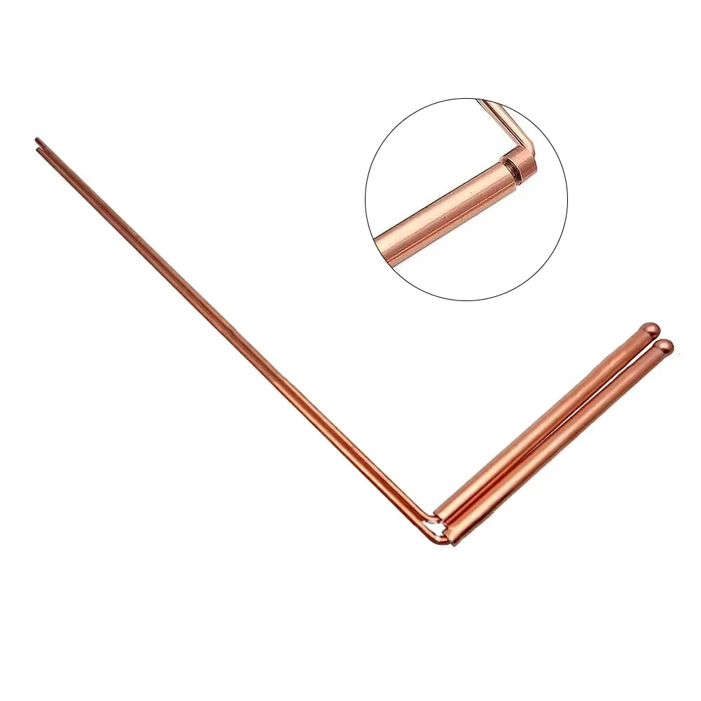 2pcs 99.9%Pure Copper Metal Detector Rod Flexible Water Witching Portable Dragon Seeking Detachable Tool Dowsing Rod