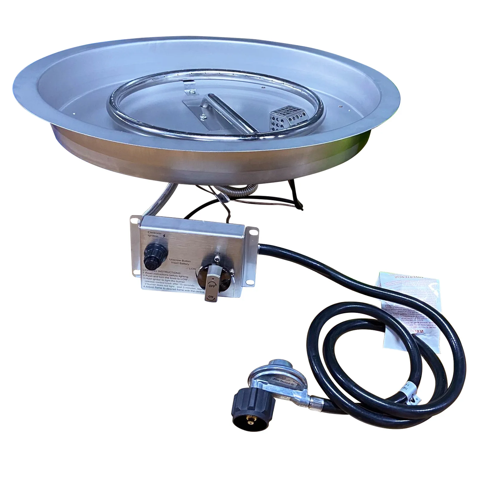 19-Inch Round Stainless Steel Gas Brazier Kit Spot System Furnace Table Round Ignition Kit