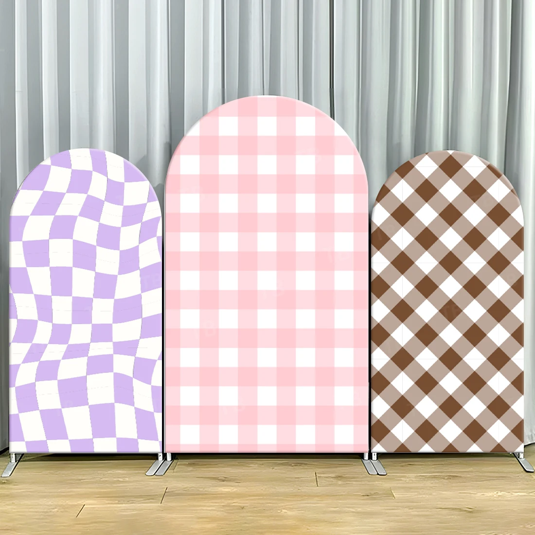 

TB Colourful Grid Design Arch Backdrop Cover for Wedding, Newborn and Other Festival Decor Photography Background Elastic Fabric