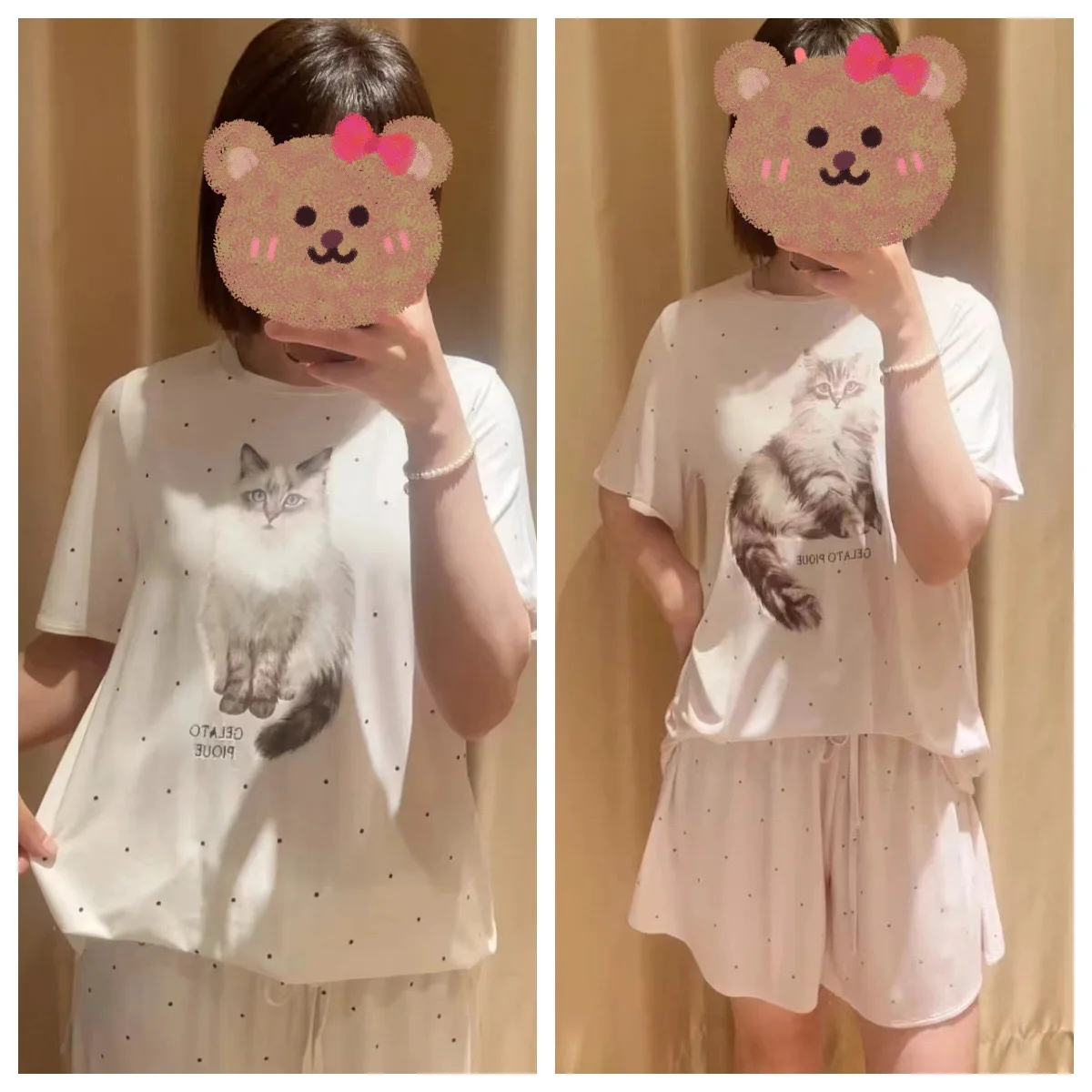 Piyama pakaian kamar wanita, piyama gaya Jepang baju tidur lucu Lounge Set celana pendek Modal (dengan TAG)