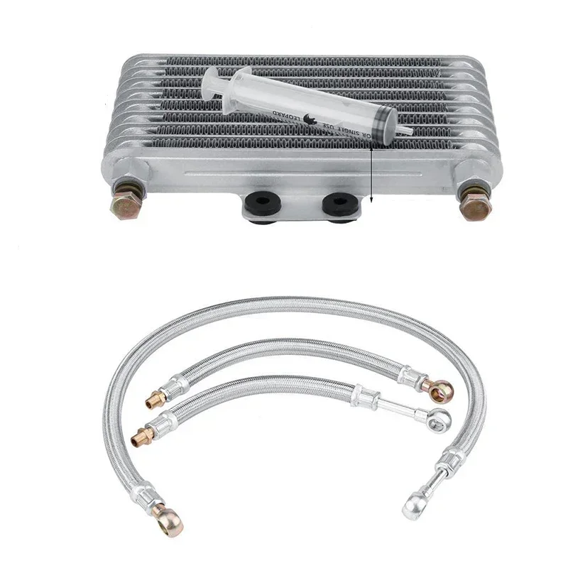 Motorcycle Oil Cooler Radiator Set Motorcycle Engine Oil Cooling Radiator System Kit Fit for GY6 Engine 100CC-250CC Dirt Bike