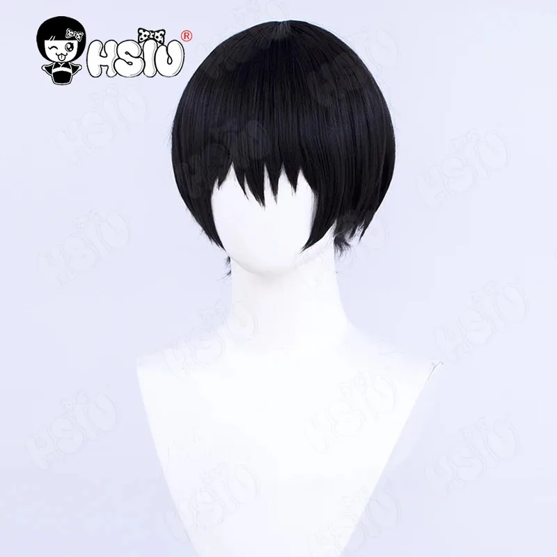 Fuuko Izumo 코스프레 가발 애니메이션 Undeadunluck 코스프레 가발 HSIU 30cm 검은 짧은 머리 합성 가발 + 가발 모자