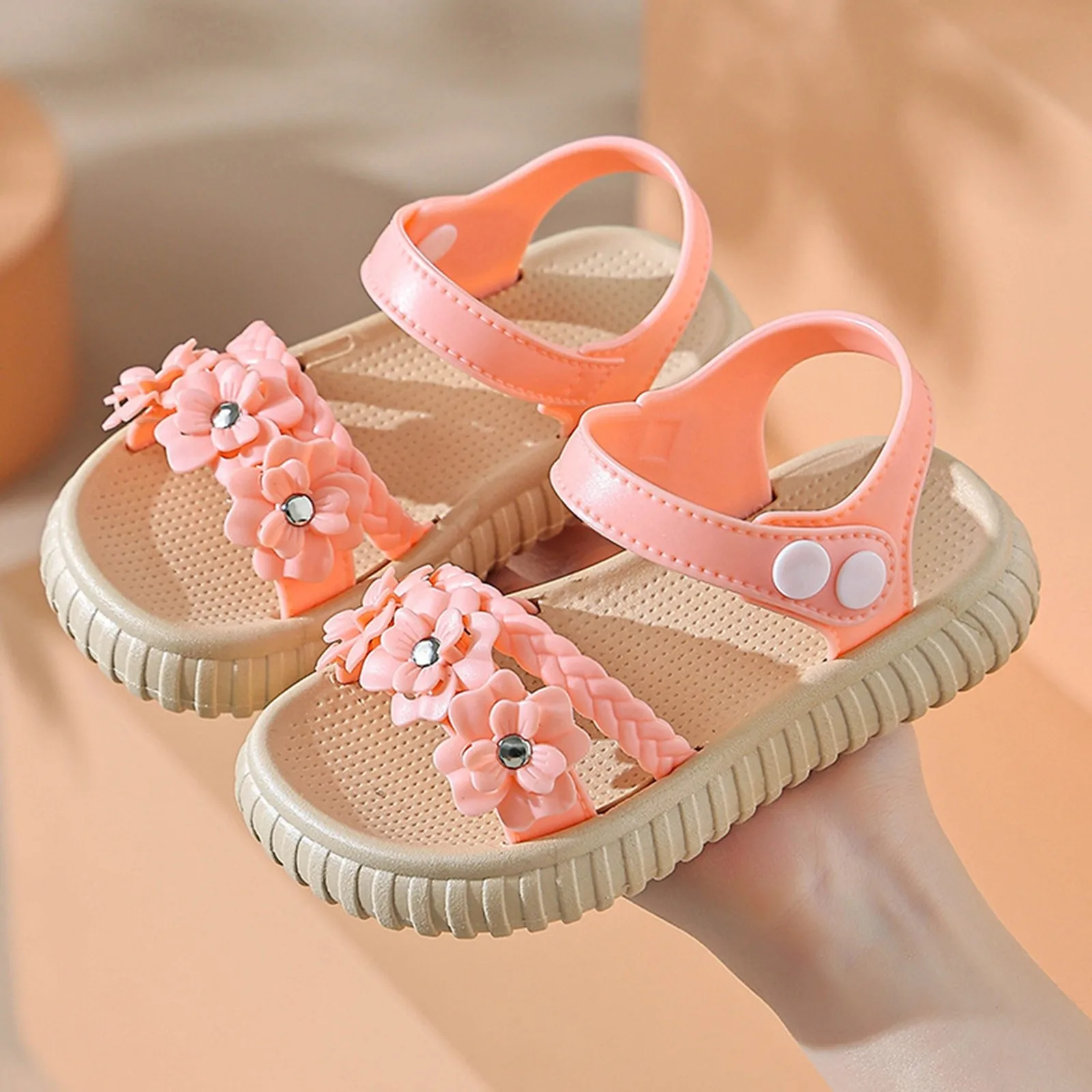 

Girls Flower Sandals 2025 Summer New Style Girl Kids Fashionable Princess Shoes Stylish Soft Sole Anti Slip Baby Children Shoes