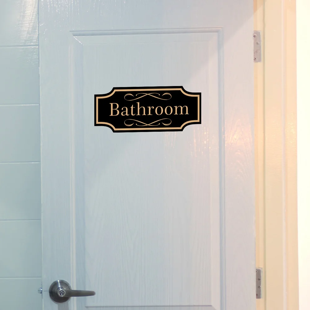 Simplified English Bathroom Door Sticker For Bathroom Decoration Wall Decals Self-adhesive Room Number Plate Home Decor Mural