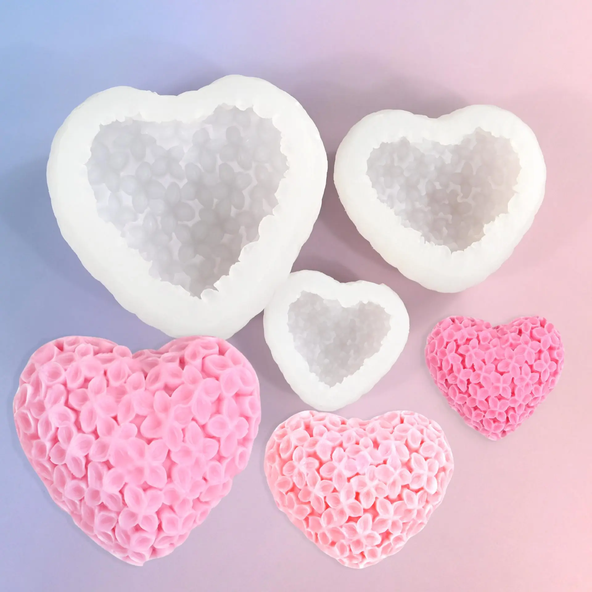 3D Love Heart Silicone Mold Aroma Plaster Candle Mould DIY Dessert Mousse Baking Pastry Candy Chocolate Moulds Cake Decoration