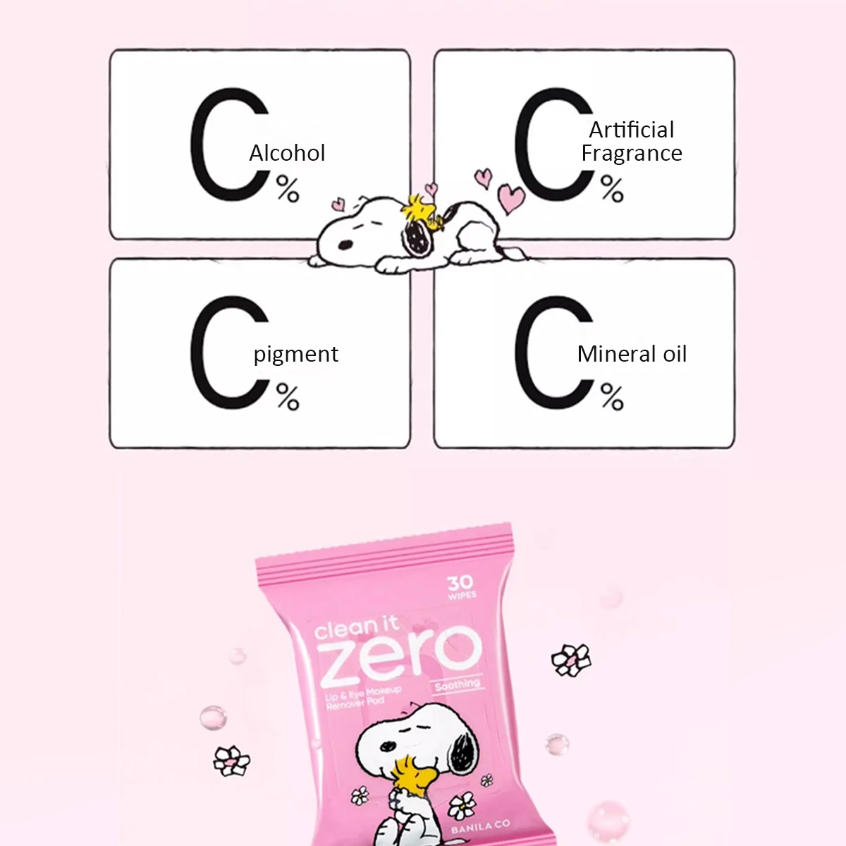 Banila Co Clean It Zero Lip & Eye Makeup Remover Pad - Snoopy Graphic Design,Gentle Makeup Removal,Korean Cosmetic,Makeup image 4