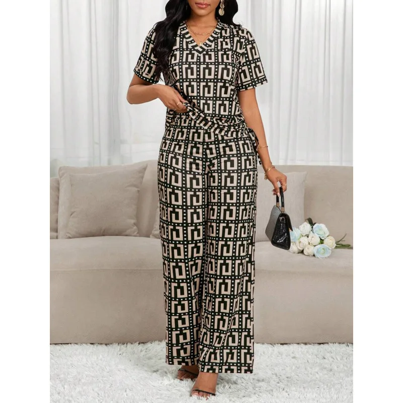 

Floral Print Wide Leg Suit Set Women's Fashion Summer Outfit Cross-Border No Brand Registered Trademark Available Now