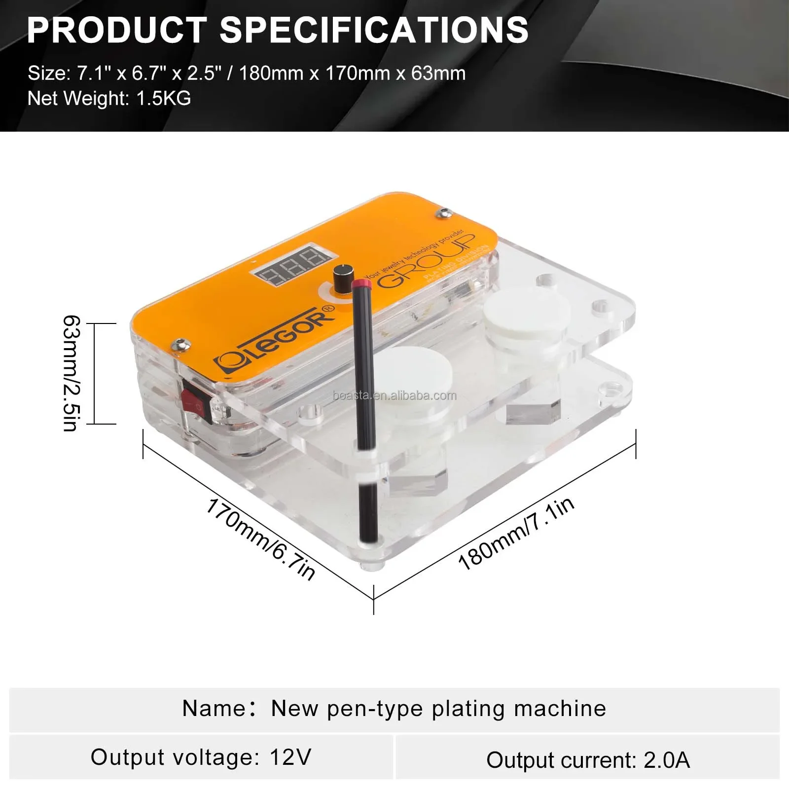 Boasta LEGOR Portable Pen-Type Electroplating Machine 12V 2.0A Micro Permanent Jewelry Gold Plating with Acrylic Base Tool Kit