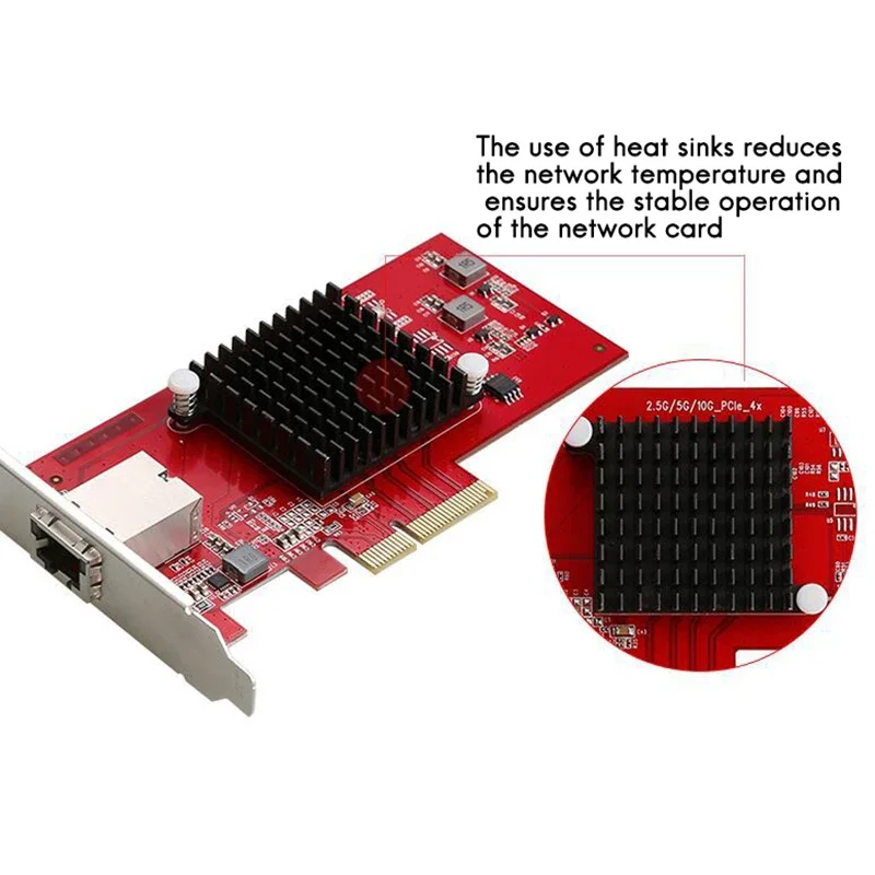 Pcie 4x lan 10000M Converter Adapter Server Network Card PCI-E X4 Single Electrical Port RJ45 10G Network Card  AQC107 Chipset