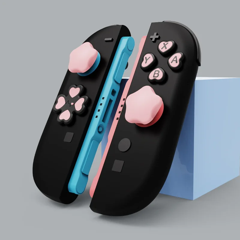 Cute Silicone Soft D-Pad Button Cap Set For Nintendo Switch 2 Joy-con Thumb Sticks Grip Cover w/ ABXY Buttons Stickers