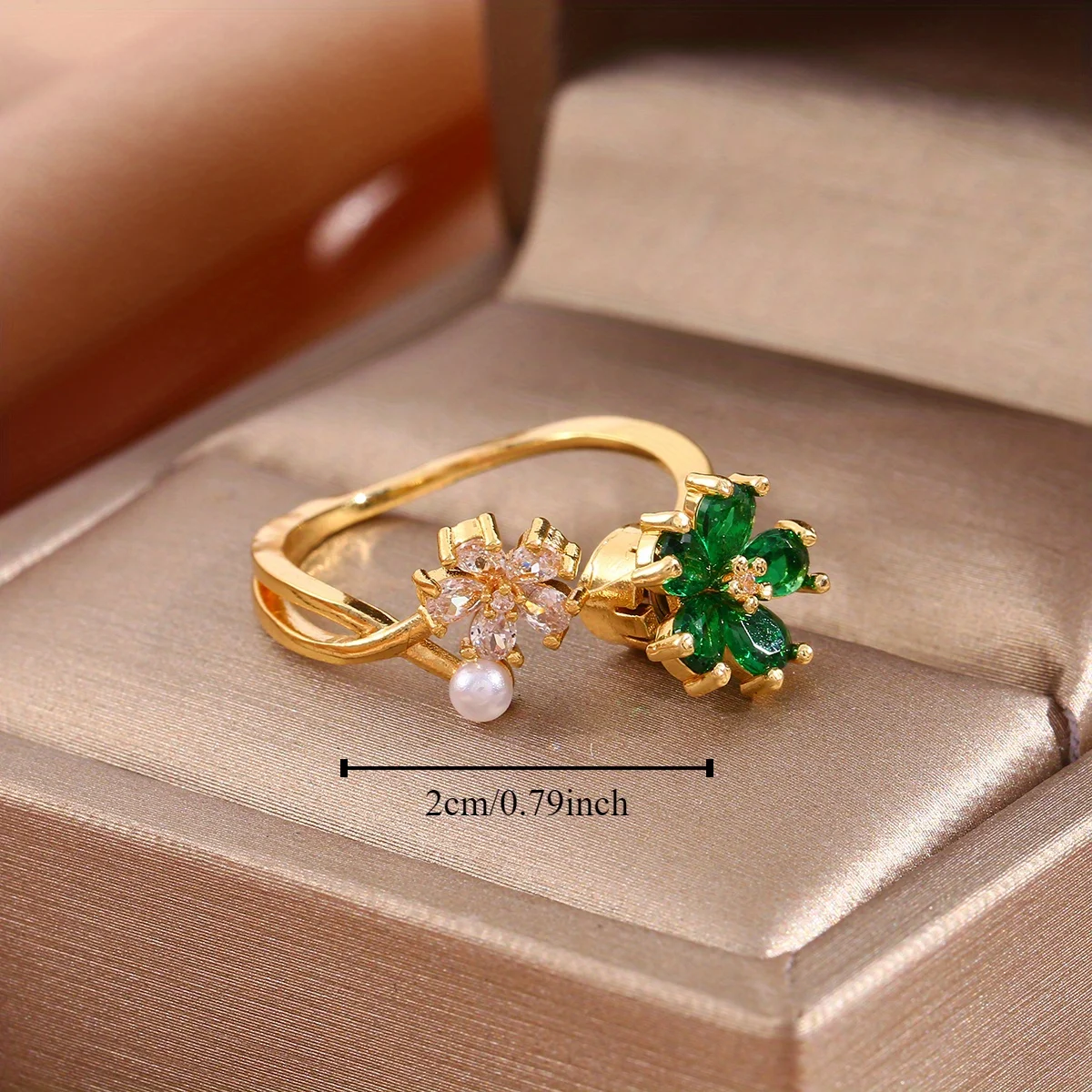 1 Piece of Fashionable 360° Rotating Two Five-petal Flower Ring for Women's Charming Jewelry Gift