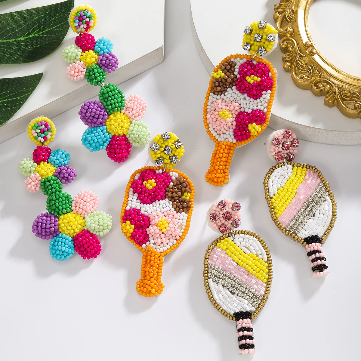 Best Lady Bohemian Handmade Baseball Bat Sunflower Earrings for Women Fashion Accessories for Game Day in Summer