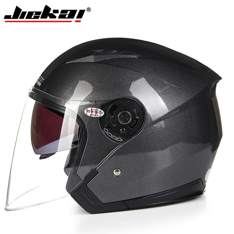 Casco de moto de carreras, capacete de cara abierta para motocicleta, vintage, con doble lente, JK-516