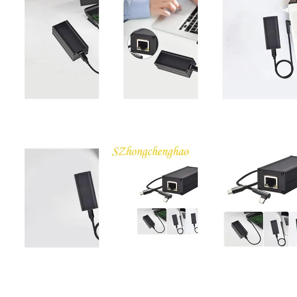 

PoE to USB C Converter 10/100Mbps Ethernet PoE USB C Power Supply Networking Transfer Adapter for Tablet Laptops Phone 601D