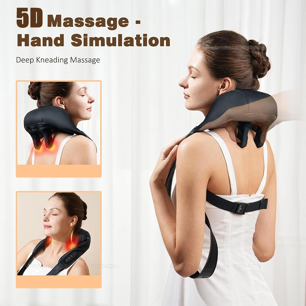 Almohada de masaje inalámbrica para cuello y hombros, masajeador eléctrico para cuello y espalda, chal relajante para el cuerpo