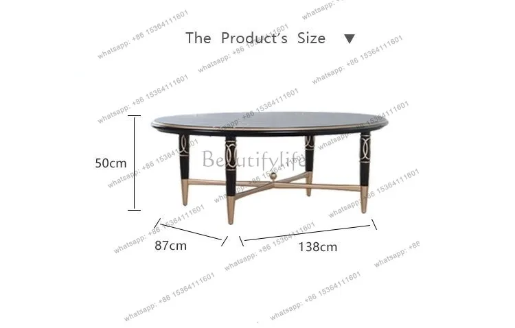 XX. American light luxury solid wood oval coffee table modern simple living room coffee table