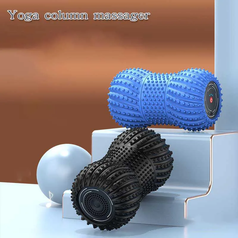 Electric Fascia Fitness Roller Peanut Ball Vibration Massage Shoulder Neck Waist Leg Muscles Relaxation Connect Bluetooth Music
