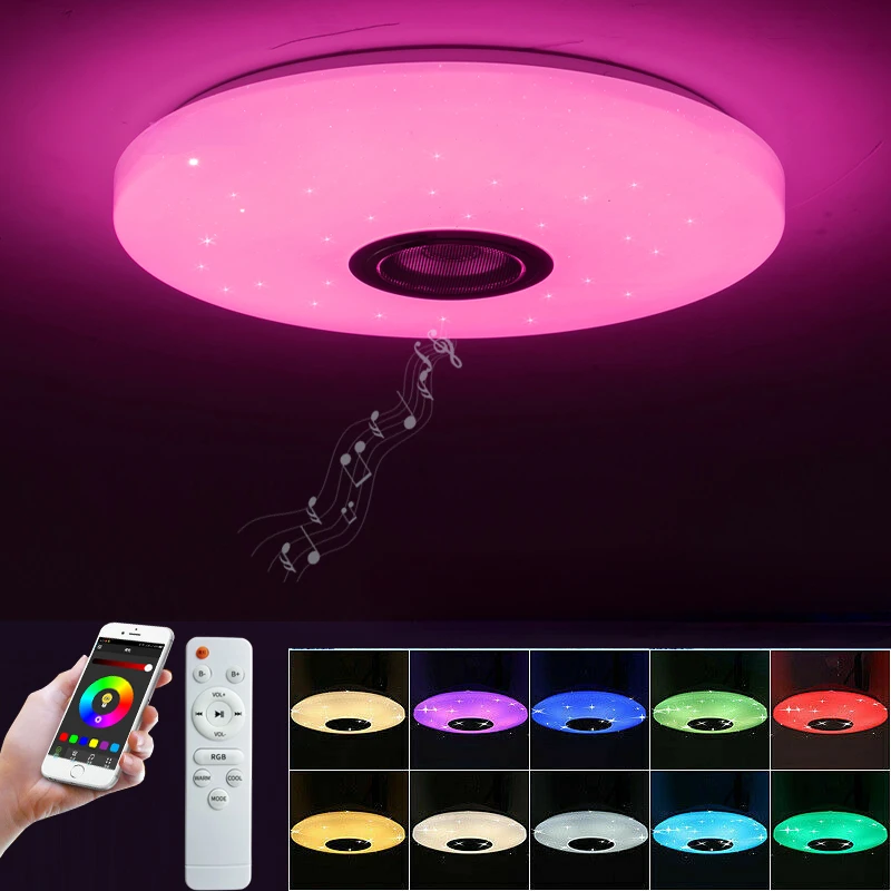 

LED Bluetooth music ceiling light smartphone app controls room lighting, bedroom lights