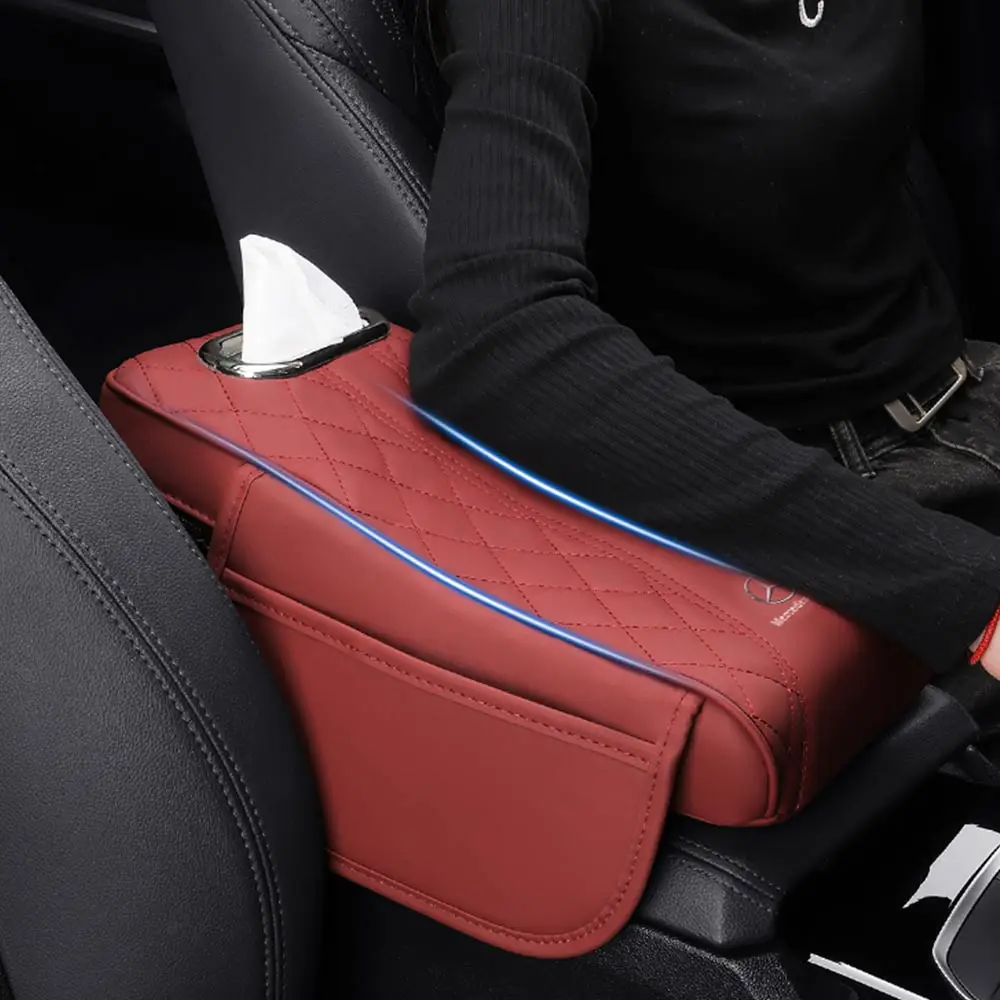 Automotive Interior Stickers Car Armrest Mat Arm Rest Protection Cushion Auto Armrests Storage Box Cover Pad For Mercedes Benz