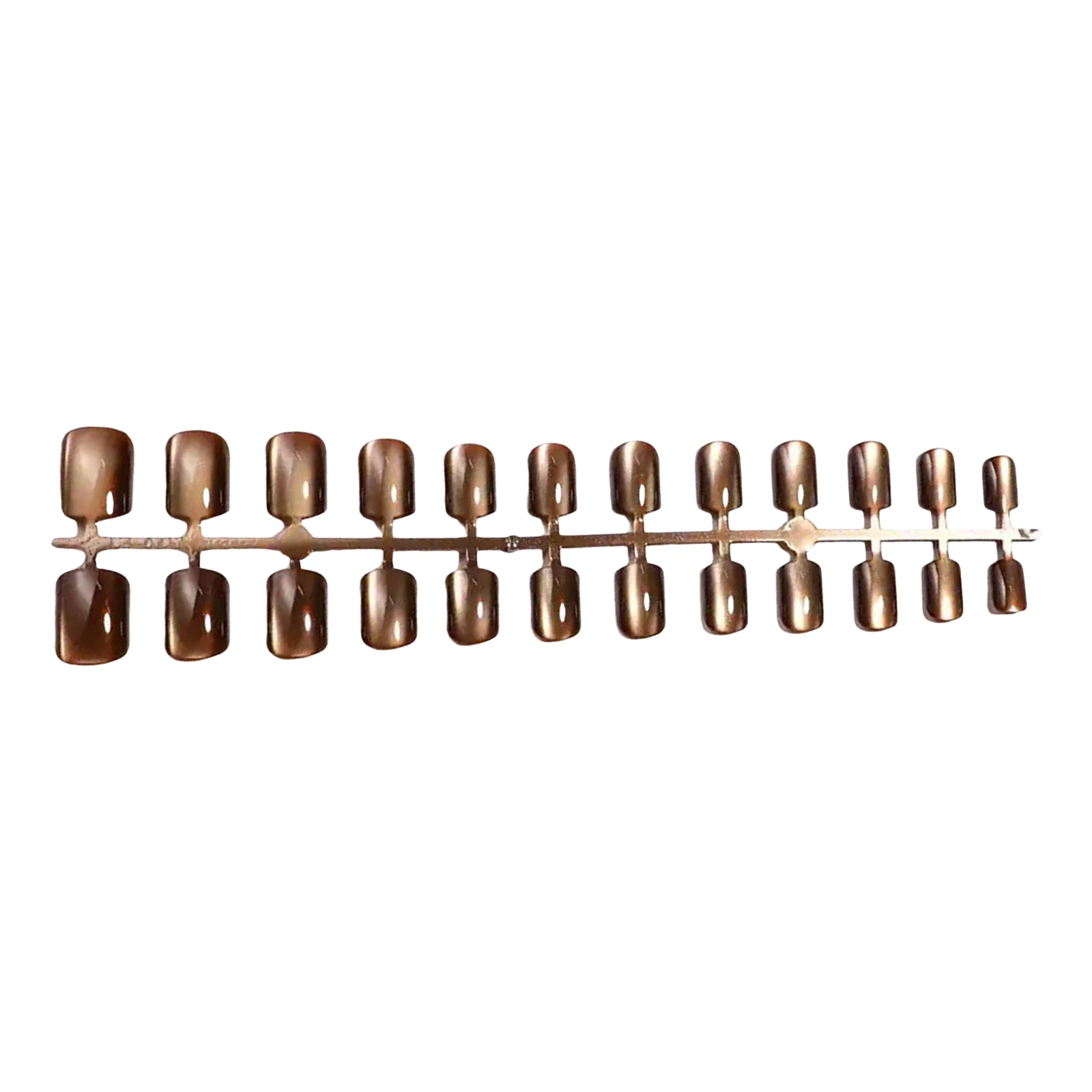 24 Stück Kaffeefarbene Katzenaugen-Kurznägel, künstliche Nägel, tragbares Werkzeug, vollflächige Nagelspitzen, Acryl-Nagelspitzen für Frauen – Detail 2