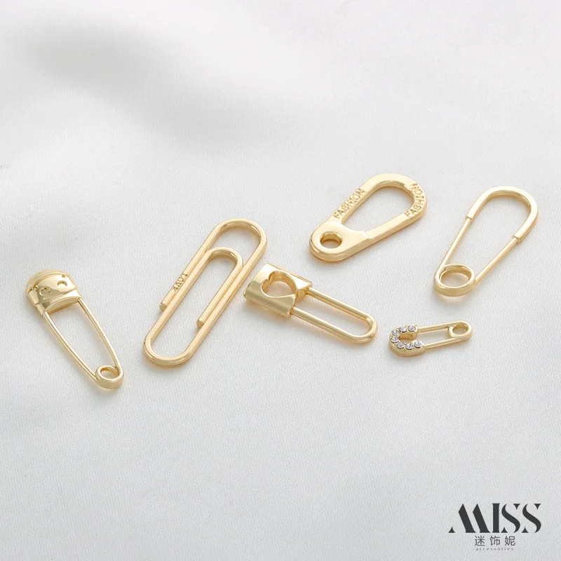 14K Gold Plated Pins, Paperclip Charms & Connector Clasps, DIY Handmade Bracelet Necklace Jewelry Making Supplies