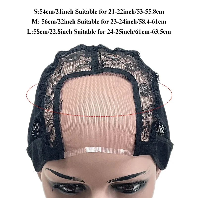 1pc 3.5X3 Inch U Part Lace Wig Cap for Making Wigs with Adjustable Straps on The Back Hairnets Keep Your Wig in Place