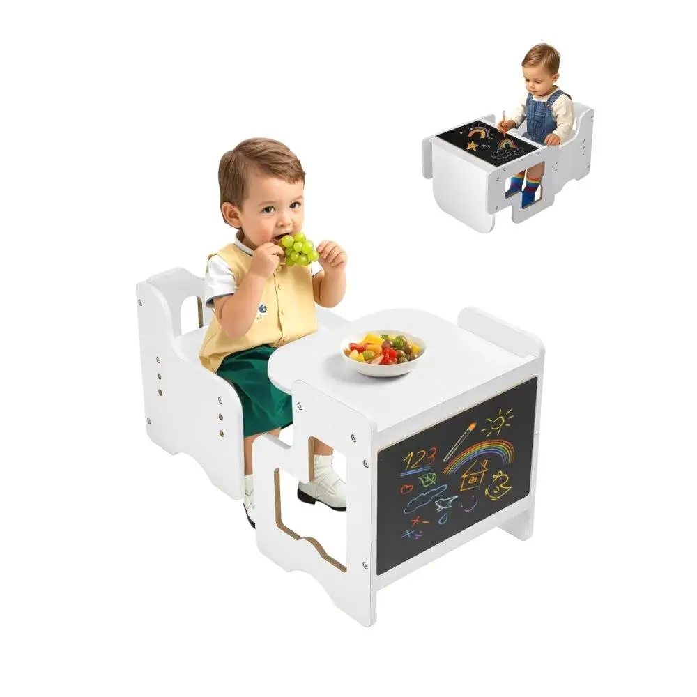 Montessori Toddler Weaning Table Chair Set Blackboard White Desk