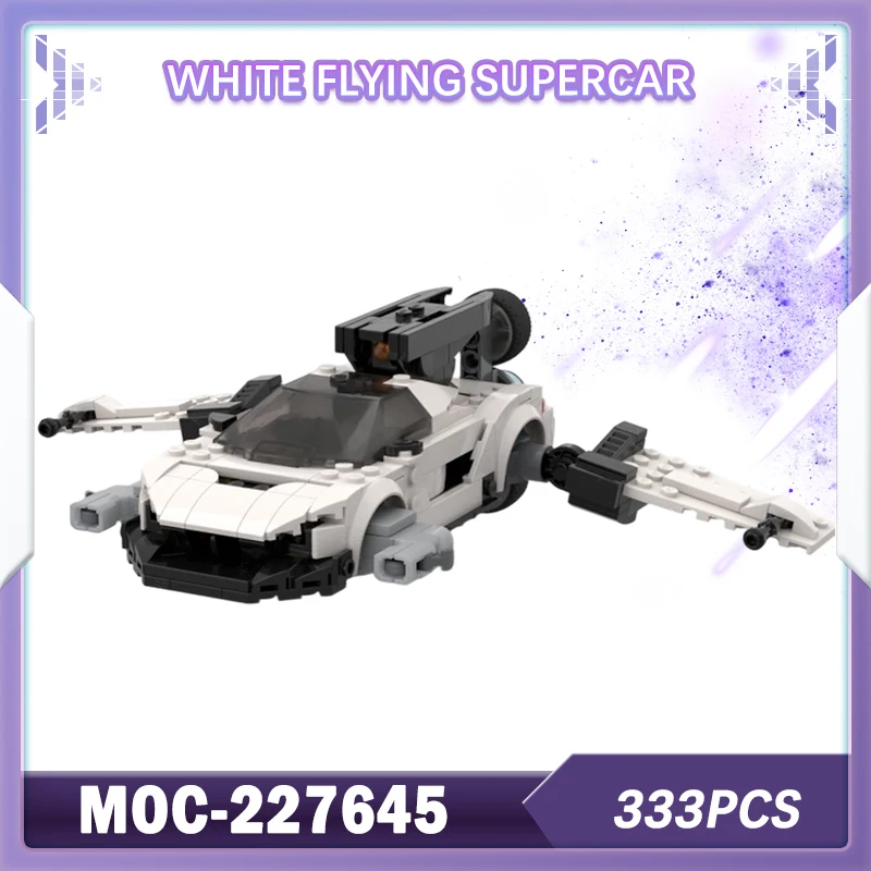 

333PCS MOC-227645 Innovative DIY White Flying Supercar Building Block Model Brick Set Creative Gifts Desktop Decoration BOYS TOY