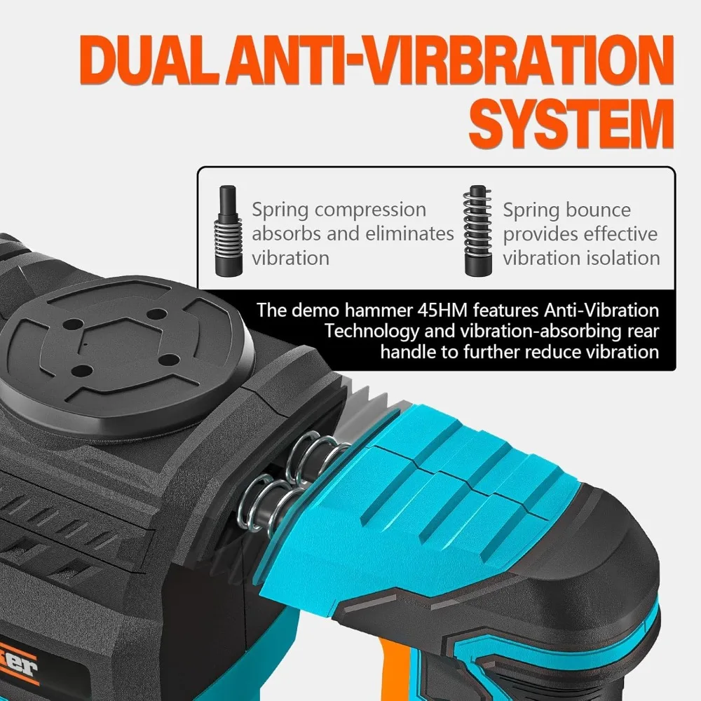 1300W 12-Pound SDS-Max Electric Demolition Jackhammer for Floor Tile Removal