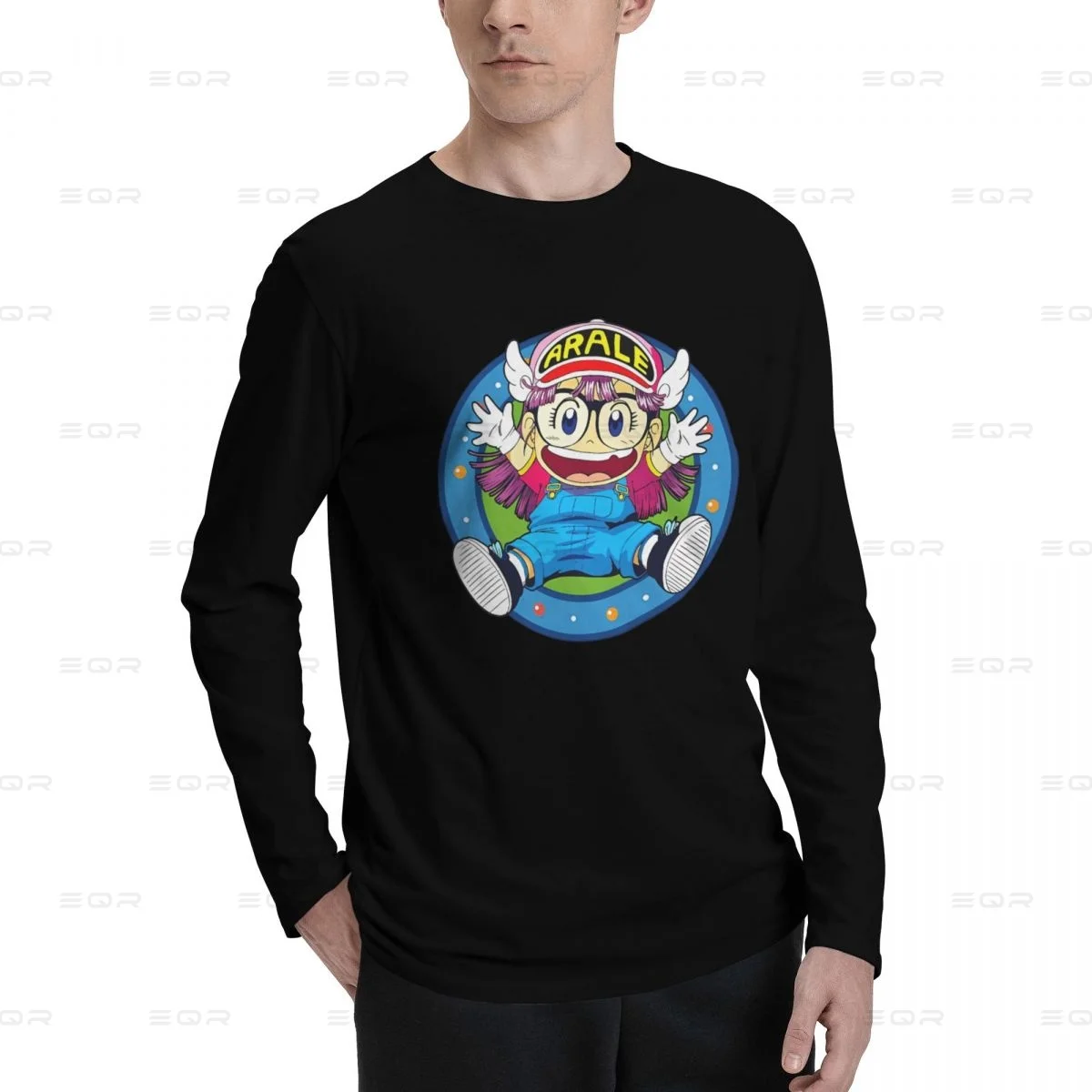 Arale Norimaki men Cotton Digital Direct Spray printed long sleeved T-shirt,fashion Unisex Tees