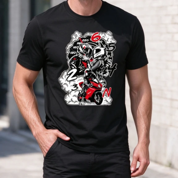 Motorcycle Gear Shift Graphic T Shirt Men Cool Biker Rider Motorbike Lovers Vintage Short Sleeve Tee Casual Streetwear Tops