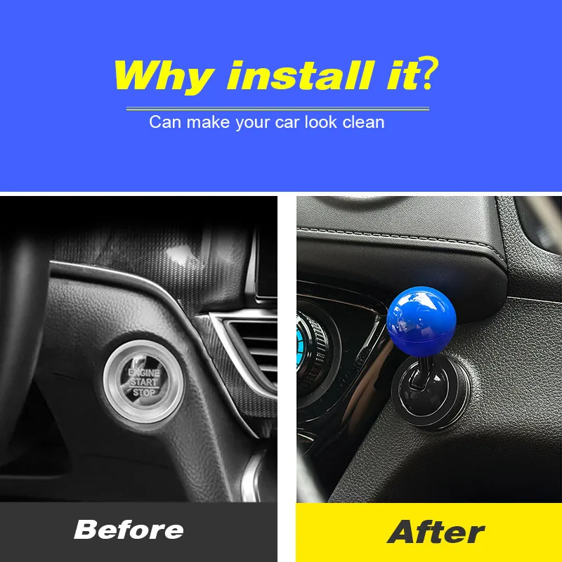 Vtear Universal Car Start Stop Button Cover Interior Metal Ball-Bar One Touch Rocker Sticker Decorative Modification Accessories