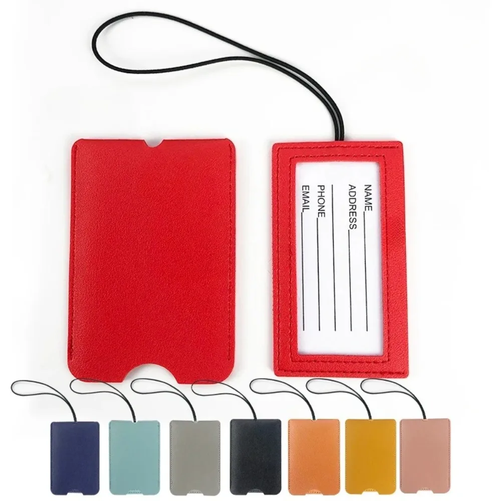 Leather Double Layer Luggage Tags Hidden ID Card Holder Portable Business Trip Vacation Suitcase Baggage Travel Accessories