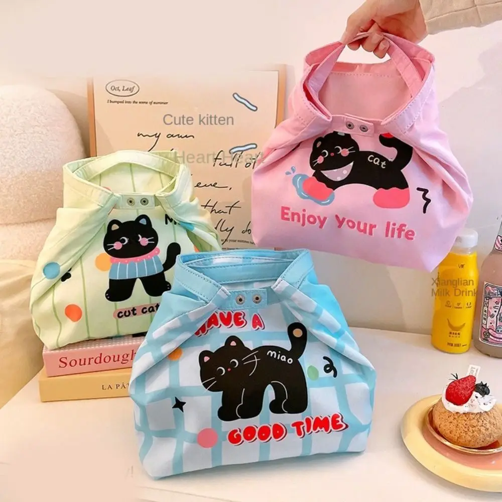 

Cat Cute Thermal Lunch Bag Lightweight Large Capacity Insulation Handbag Waterproof Zipper Cosmetic Bag Office Worker Student